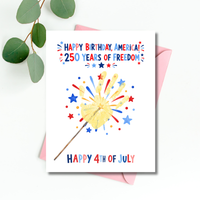 Happy Birthday, America! 250 Years of Freedom Handprint Sparkler Craft Printable | Christian 4th of July Keepsake