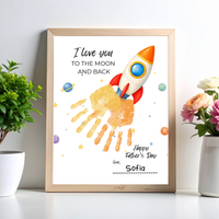 Father's Day Rocket Handprint Craft Printable | I Love You to the Moon and Back | Space Keepsake Gift for Dad | Father's Day Handprint Art