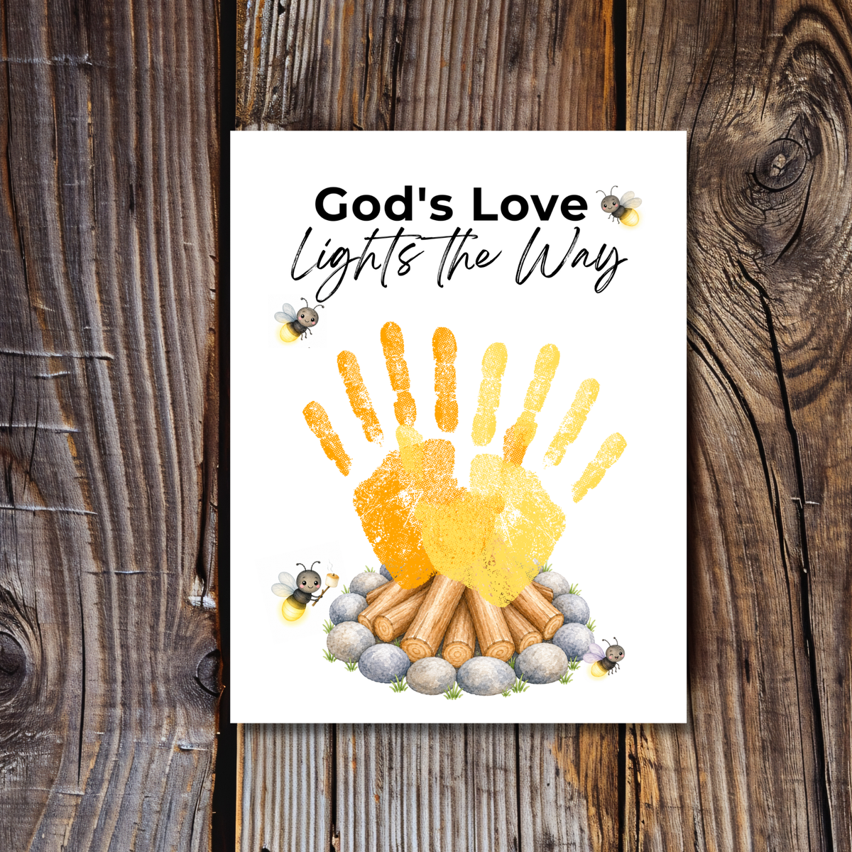 Christian Campfire Handprint Craft Printable | God's Love Lights the Way | Fall & Summer Camp Keepsake | VBS Church Craft for Kids