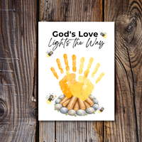 Christian Campfire Handprint Craft Printable | God's Love Lights the Way | Fall & Summer Camp Keepsake | VBS Church Craft for Kids