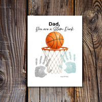 Basketball Father's Day Handprint Craft Printable | Dad You Are a Slam Dunk | Sports Keepsake Gift from Kids | Basketball Handprint Art