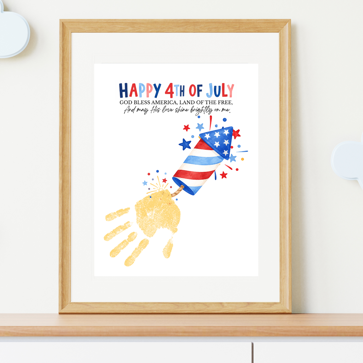 Christian 4th of July Firecracker Handprint Craft Printable | God Bless America Handprint Art | Faith-Based Independence Day Keepsake for Kids