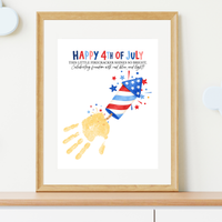 Happy 4th of July Firecracker Handprint Craft Printable | Patriotic Firecracker Handprint Art | Independence Day Keepsake Activity for Kids