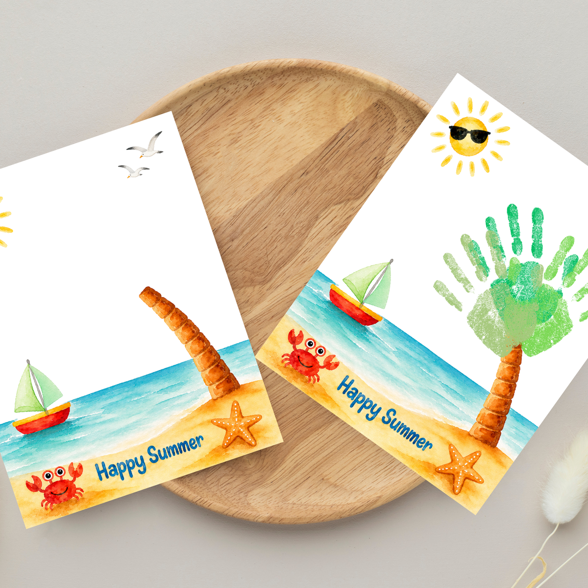 Summer Palm Tree Handprint Craft Printable | Beach Handprint Art for Kids | Summer Keepsake Activity | Preschool Kindergarten Daycare Craft
