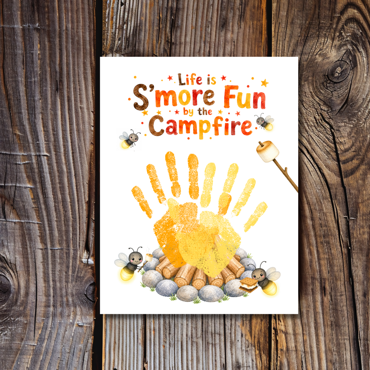 Campfire Handprint Craft Printable | Life Is S'more Fun by the Campfire | Summer & Fall Camping Keepsake | Campfire Activity for Kids