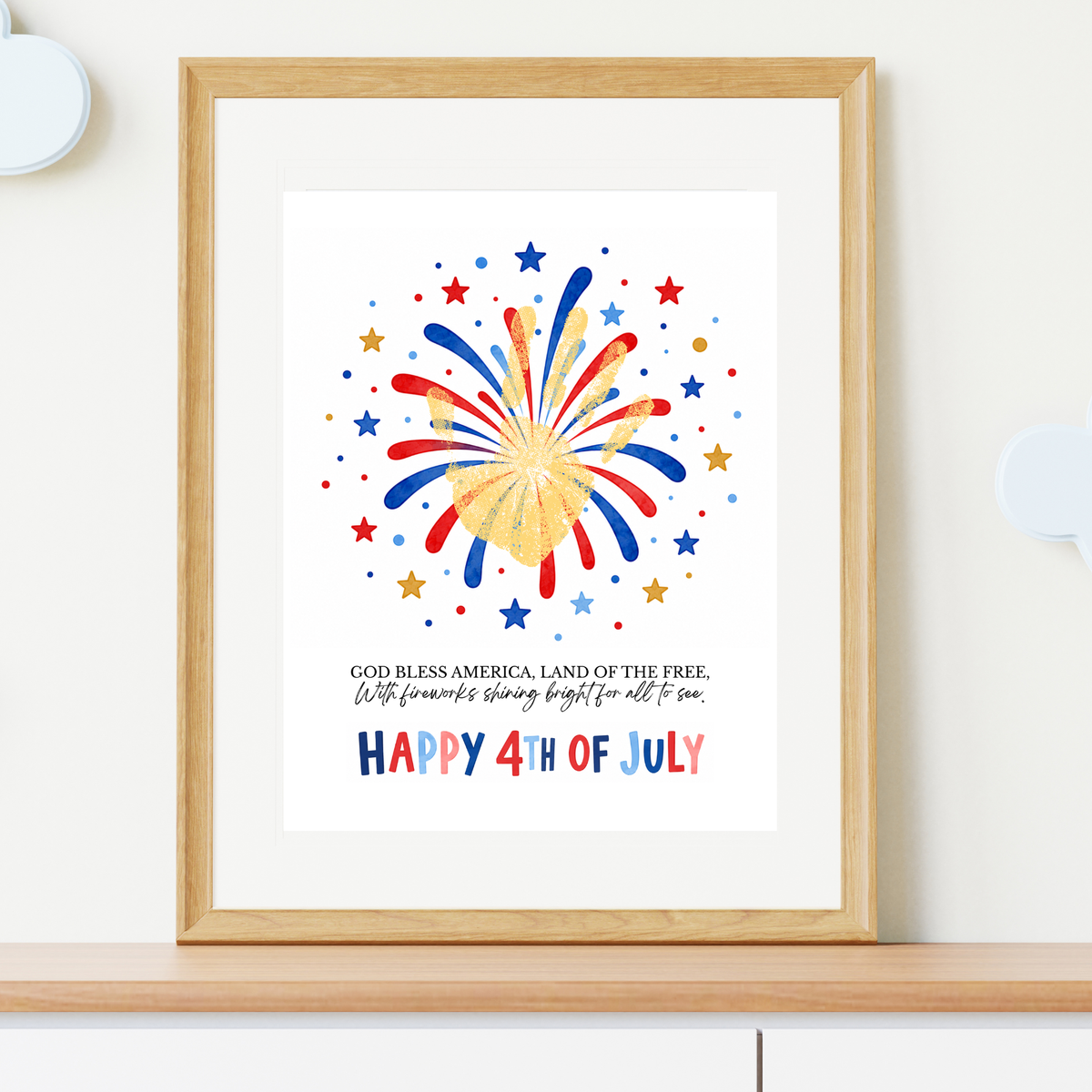 Happy 4th of July Firework Handprint Craft Printable | Patriotic Fireworks Handprint Art | Independence Day Keepsake Activity for Kids