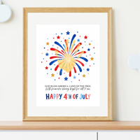 Happy 4th of July Firework Handprint Craft Printable | Patriotic Fireworks Handprint Art | Independence Day Keepsake Activity for Kids