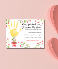 Valentine’s Day Handprint Craft Printable for Kids | Faith-Inspired Keepsake | God Picked Me to Shine His Love