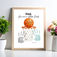 Basketball Father's Day Handprint Craft Printable | Dad You Are a Slam Dunk | Sports Keepsake Gift from Kids | Basketball Handprint Art