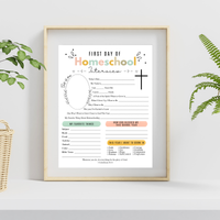 Christian First & Last Day of Homeschool Interview Printable | Faith-Based Homeschool Keepsake | Bible Reflection Worksheet | Christian School Memory