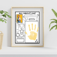 All About Me Handprint Craft Printable | Back to School Keepsake Activity | First Day of School Worksheet | Preschool Kindergarten Memory Page