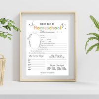 Colorful First & Last Day of Homeschool Interview Printable | Homeschool Memory Book | Back to Homeschool Keepsake | Student Reflection Worksheet