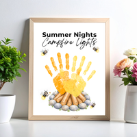 Summer Campfire Handprint Craft Printable | Summer Nights Campfire Lights | Summer Keepsake Activity for Kids | Campfire Handprint Art