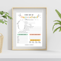 First & Last Day of Homeschool Interview Printable | Colorful Homeschool Memory Book | Back to Homeschool Keepsake | Student Reflection