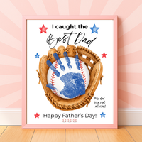 Baseball Father's Day Handprint Craft Printable | I Caught the Best Dad | Baseball Keepsake Gift from Kids | Sports Handprint Art for Dad