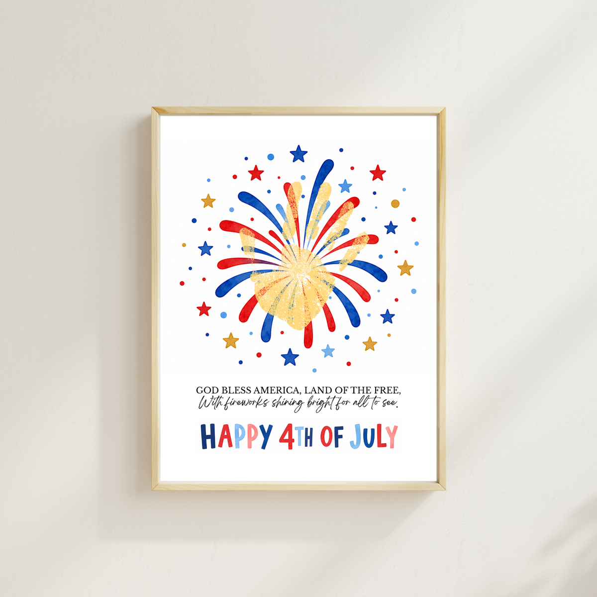 Happy 4th of July Firework Handprint Craft Printable | Patriotic Fireworks Handprint Art | Independence Day Keepsake Activity for Kids