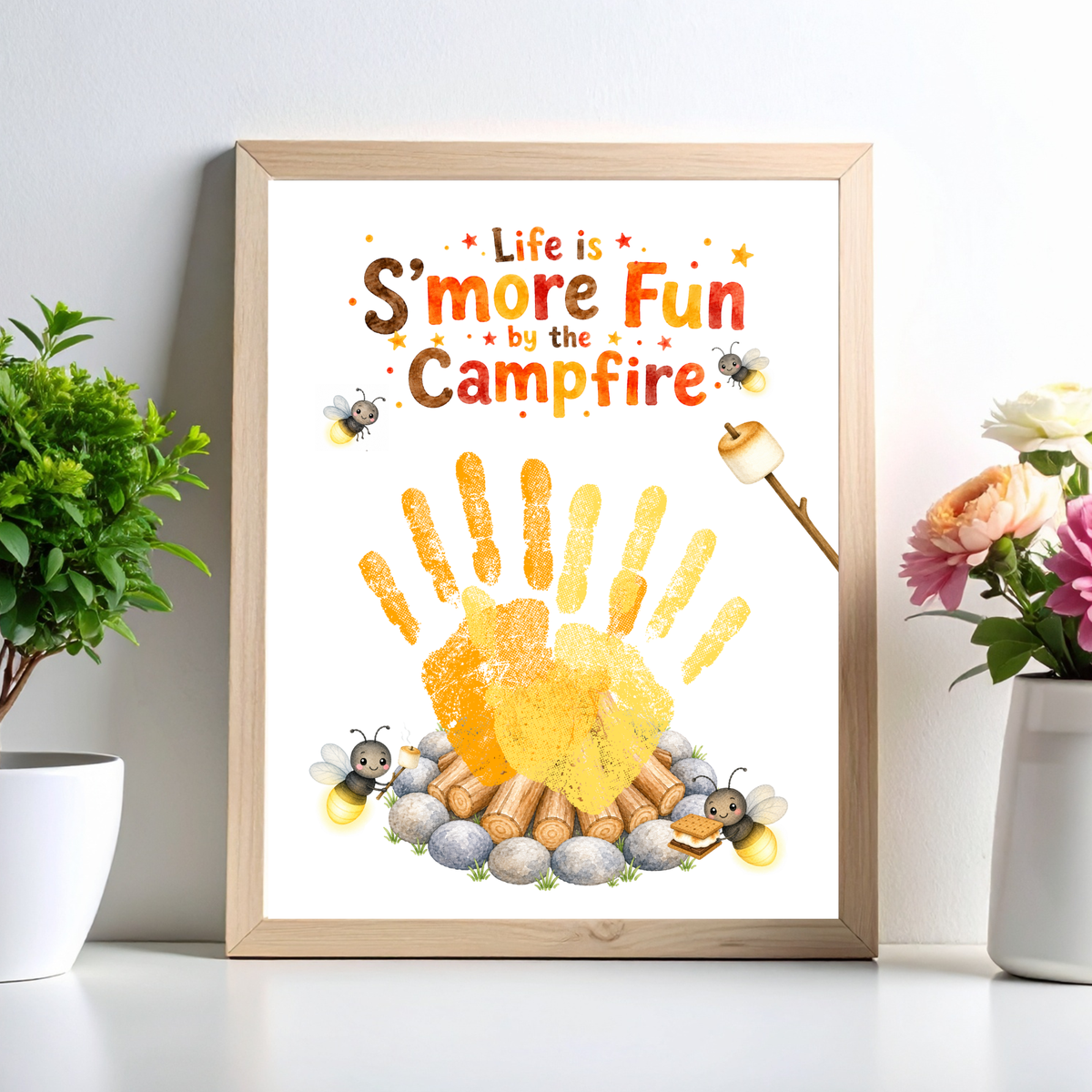 Campfire Handprint Craft Printable | Life Is S'more Fun by the Campfire | Summer & Fall Camping Keepsake | Campfire Activity for Kids