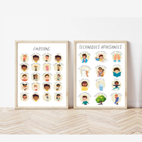 French Feelings & Calming Techniques Digital Print Set of 2 | SEL Classroom Wall Art Printable | Social Emotional Learning Calm Down Corner | Instant Download Bundle
