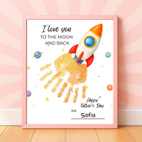 Father's Day Rocket Handprint Craft Printable | I Love You to the Moon and Back | Space Keepsake Gift for Dad | Father's Day Handprint Art