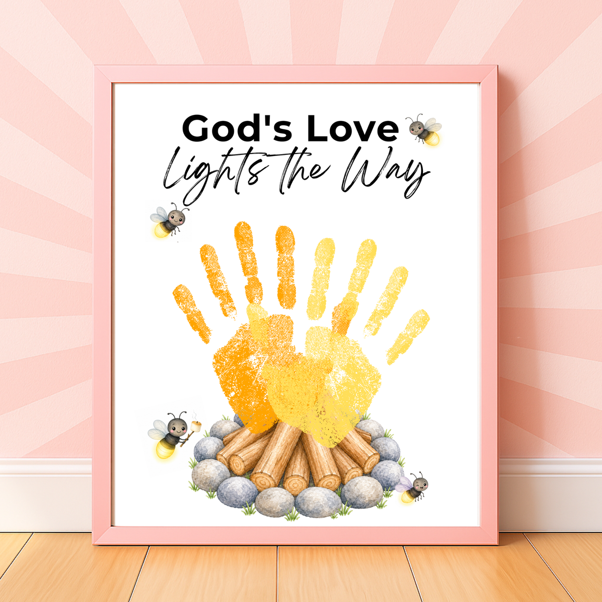 Christian Campfire Handprint Craft Printable | God's Love Lights the Way | Fall & Summer Camp Keepsake | VBS Church Craft for Kids