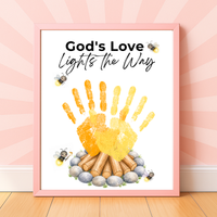 Christian Campfire Handprint Craft Printable | God's Love Lights the Way | Fall & Summer Camp Keepsake | VBS Church Craft for Kids
