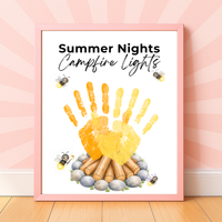Summer Campfire Handprint Craft Printable | Summer Nights Campfire Lights | Summer Keepsake Activity for Kids | Campfire Handprint Art