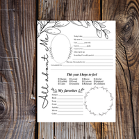 All About Me Printable | Eucalyptus & Botanical Leaves | Student Interview Worksheet | Homeschool Keepsake Activity