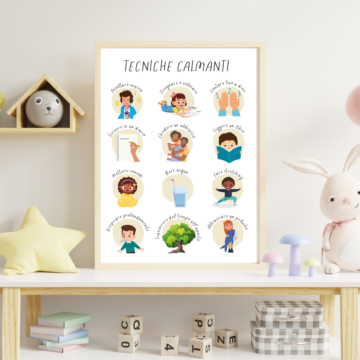 Italian Feelings & Calming Techniques Digital Print Set of 2 | SEL Classroom Wall Art Printable | Social Emotional Learning Calm Down Corner | Instant Download Bundle