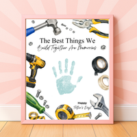 Father Figure Handprint Craft Printable | The Best Things We Build Together Are Memories | Tool-Themed Keepsake Gift from Kids | DIY Father's Day Craft