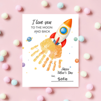 Father's Day Rocket Handprint Craft Printable | I Love You to the Moon and Back | Space Keepsake Gift for Dad | Father's Day Handprint Art