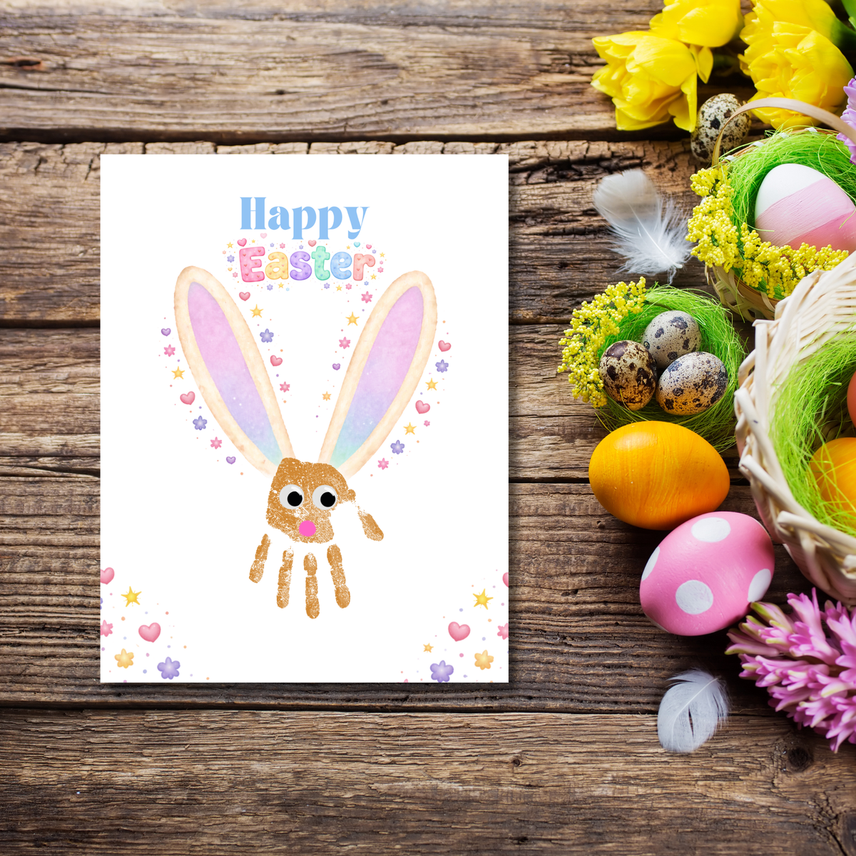 Easter Bunny Handprint Craft Printable for Kids | Spring Keepsake Art Activity | Happy Easter Printable PDF