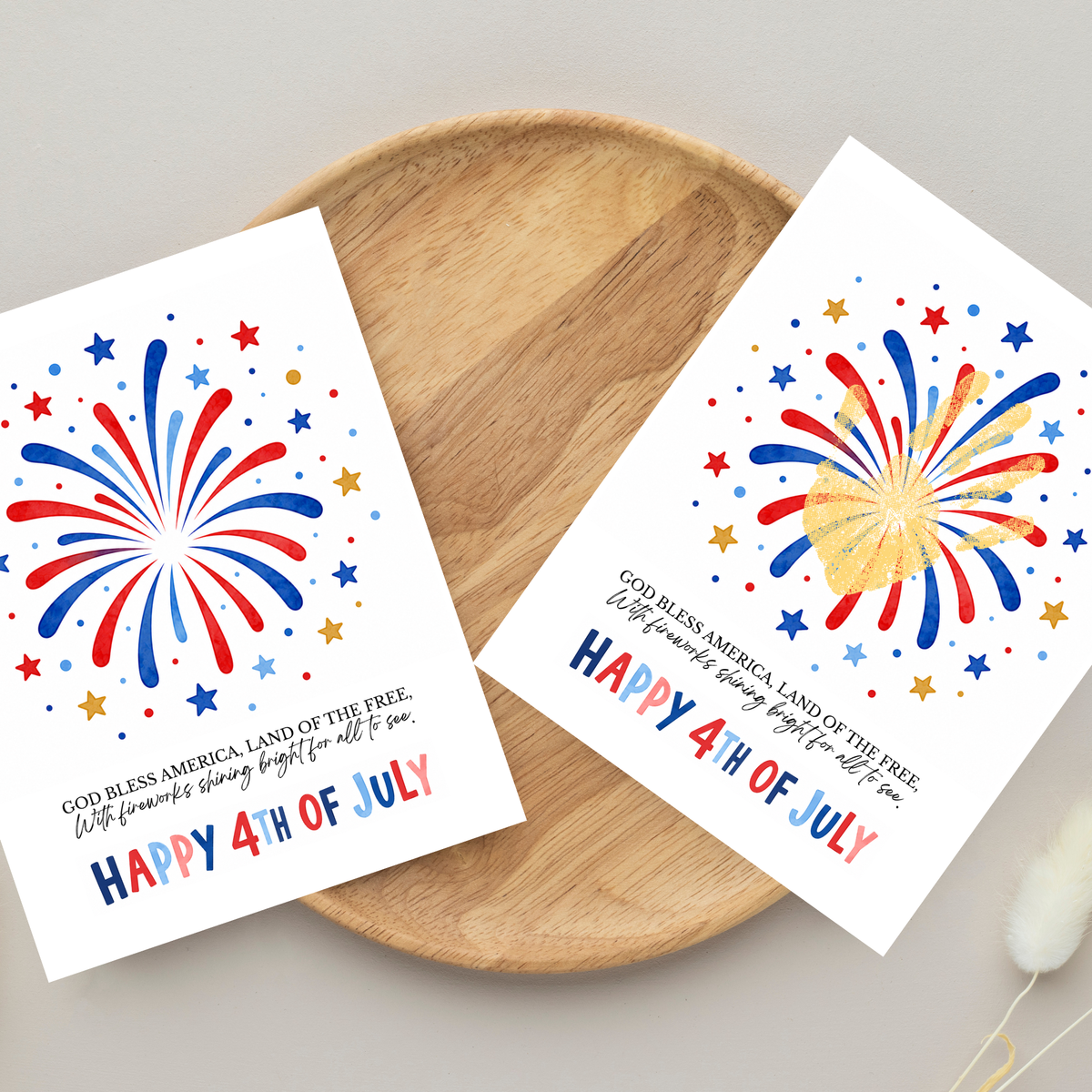 Happy 4th of July Firework Handprint Craft Printable | Patriotic Fireworks Handprint Art | Independence Day Keepsake Activity for Kids