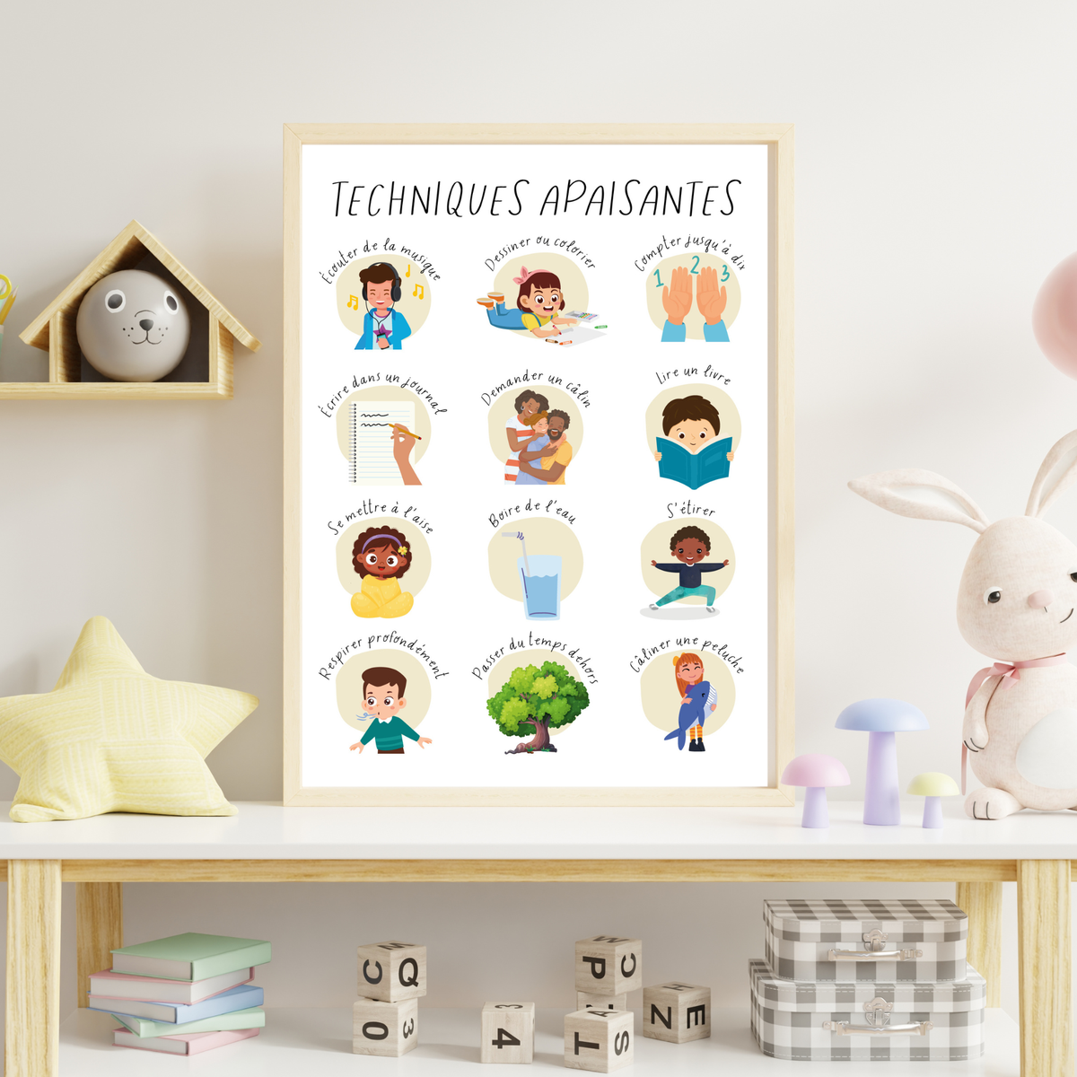 French Feelings & Calming Techniques Digital Print Set of 2 | SEL Classroom Wall Art Printable | Social Emotional Learning Calm Down Corner | Instant Download Bundle