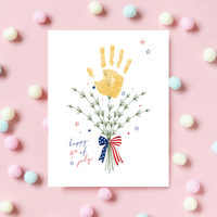 Patriotic Handprint Bouquet Craft Printable | 4th of July Handprint Flowers | Happy Independence Day Keepsake | America 250 Kids Activity