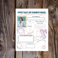 First Day of Homeschool Interview Printable | All About Me Homeschool Worksheet | Back to Homeschool Activity | Homeschool Keepsake Page