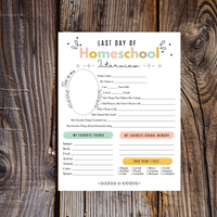 First & Last Day of Homeschool Interview Printable | Colorful Homeschool Memory Book | Back to Homeschool Keepsake | Student Reflection