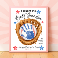 Grandpa Father's Day Baseball Handprint Craft Printable | I Caught the Best Grandpa | Baseball Keepsake Gift from Kids | Grandfather Handprint Art