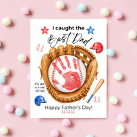 Baseball Father's Day Handprint Craft Printable | I Caught the Best Dad | Baseball Keepsake Gift from Kids | Sports Handprint Art for Dad