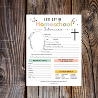 Christian First & Last Day of Homeschool Interview Printable | Faith-Based Homeschool Keepsake | Bible Reflection Worksheet | Christian School Memory