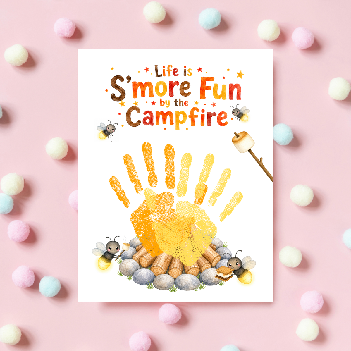 Campfire Handprint Craft Printable | Life Is S'more Fun by the Campfire | Summer & Fall Camping Keepsake | Campfire Activity for Kids