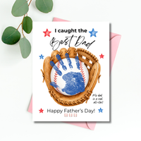 Baseball Father's Day Handprint Craft Printable | I Caught the Best Dad | Baseball Keepsake Gift from Kids | Sports Handprint Art for Dad