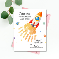 Father's Day Rocket Handprint Craft Printable | I Love You to the Moon and Back | Space Keepsake Gift for Dad | Father's Day Handprint Art
