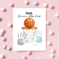 Basketball Father's Day Handprint Craft Printable | Dad You Are a Slam Dunk | Sports Keepsake Gift from Kids | Basketball Handprint Art