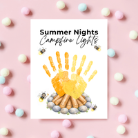 Summer Campfire Handprint Craft Printable | Summer Nights Campfire Lights | Summer Keepsake Activity for Kids | Campfire Handprint Art