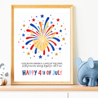 Happy 4th of July Firework Handprint Craft Printable | Patriotic Fireworks Handprint Art | Independence Day Keepsake Activity for Kids