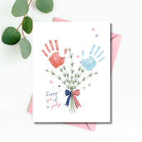 Patriotic Handprint Bouquet Craft Printable | 4th of July Handprint Flowers | Happy Independence Day Keepsake | America 250 Kids Activity
