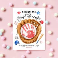 Grandpa Father's Day Baseball Handprint Craft Printable | I Caught the Best Grandpa | Baseball Keepsake Gift from Kids | Grandfather Handprint Art