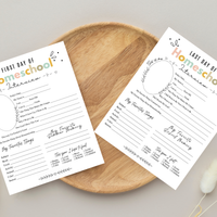 Colorful First & Last Day of Homeschool Interview Printable | Homeschool Memory Book | Back to Homeschool Keepsake | Student Reflection Worksheet
