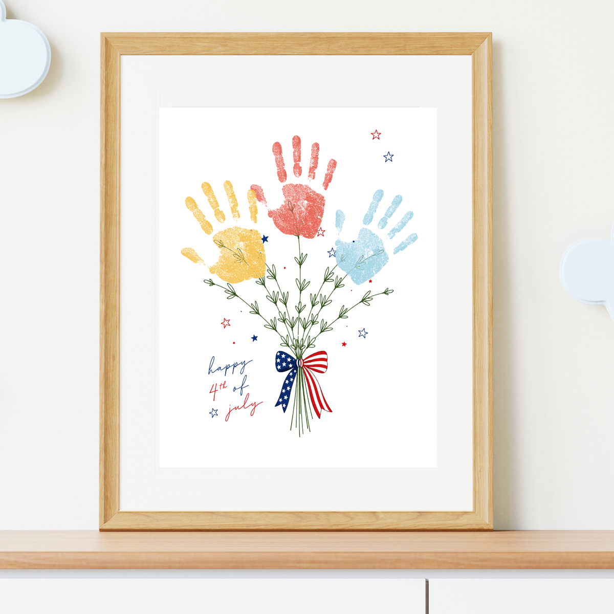 Patriotic Handprint Bouquet Craft Printable | 4th of July Handprint Flowers | Happy Independence Day Keepsake | America 250 Kids Activity