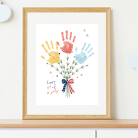 Patriotic Handprint Bouquet Craft Printable | 4th of July Handprint Flowers | Happy Independence Day Keepsake | America 250 Kids Activity